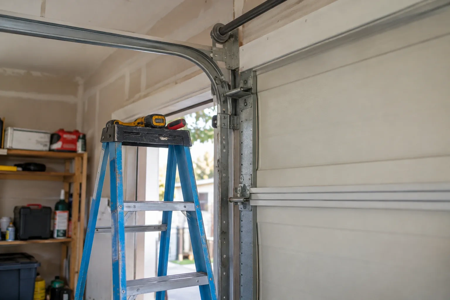 Illustrative garage doors scene; not an actual job
