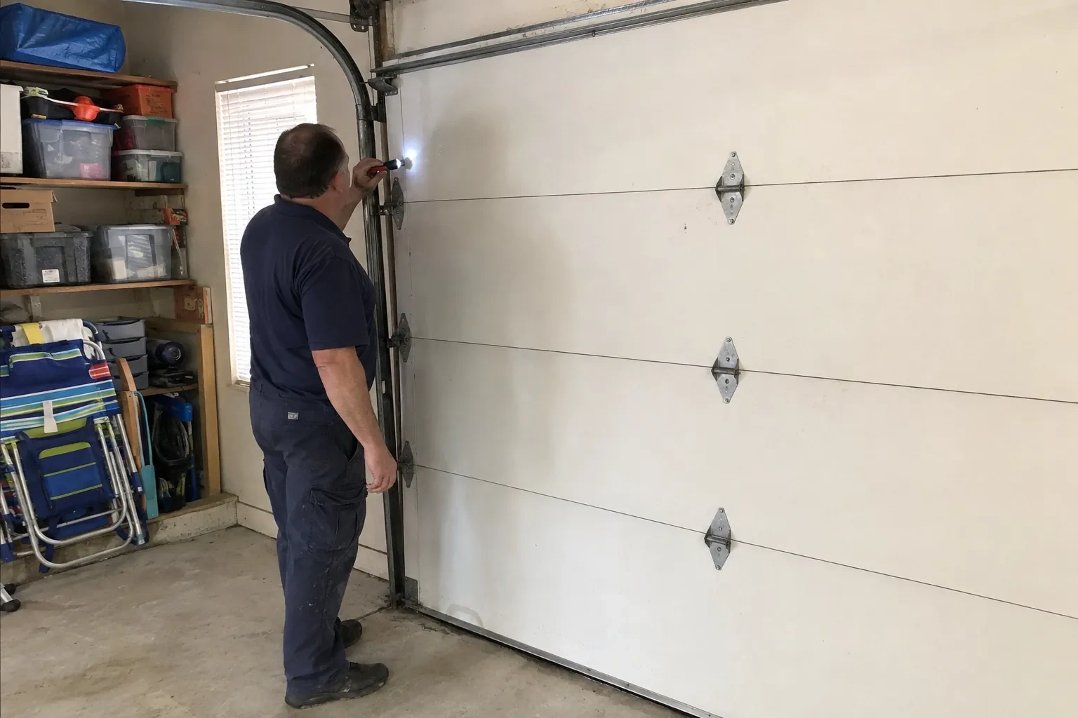 Illustrative garage doors scene; not an actual job
